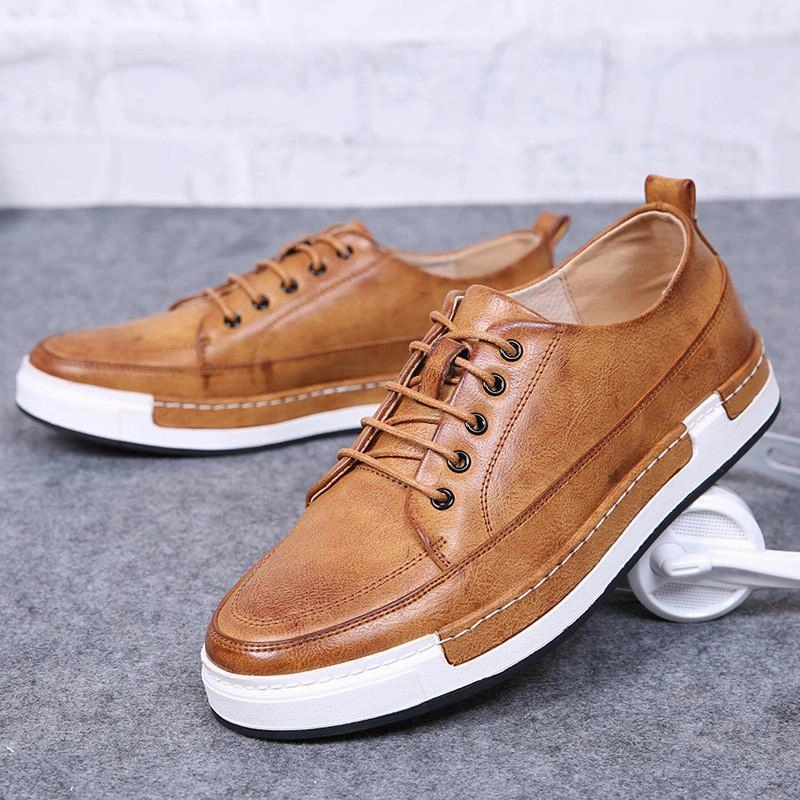 Steel Toe Casual Shoes Mens Casual Breathable Leather Lace Up Shoes