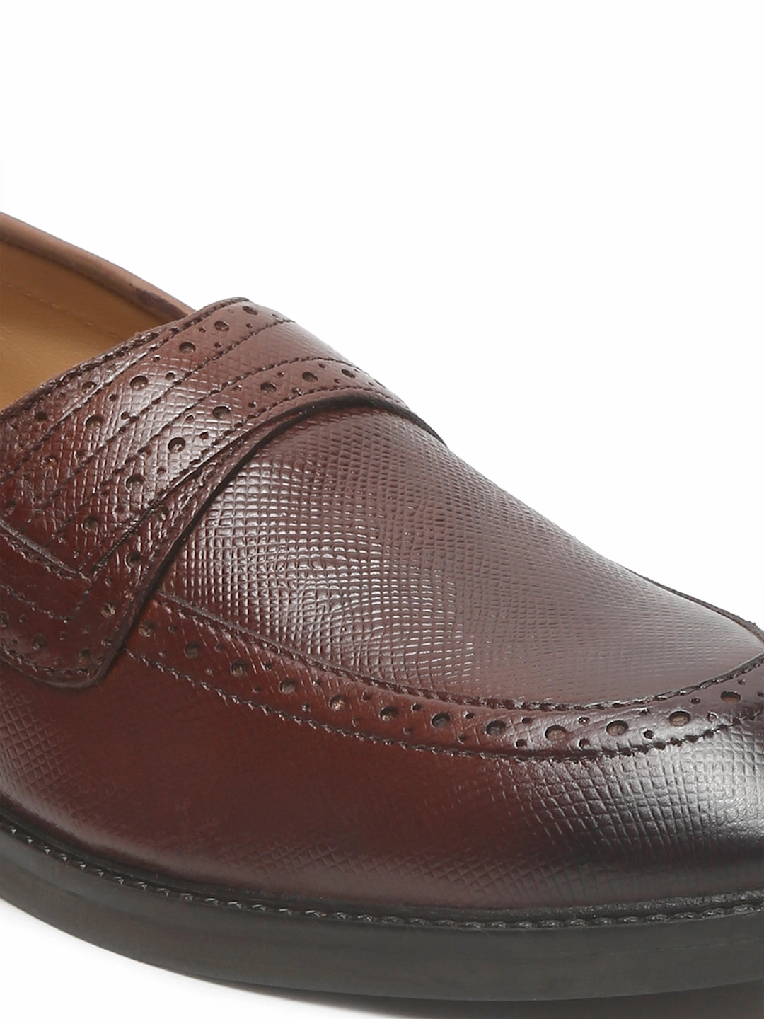 Mens's Brown Texture Leather Loafers Dress With Casual Shoes