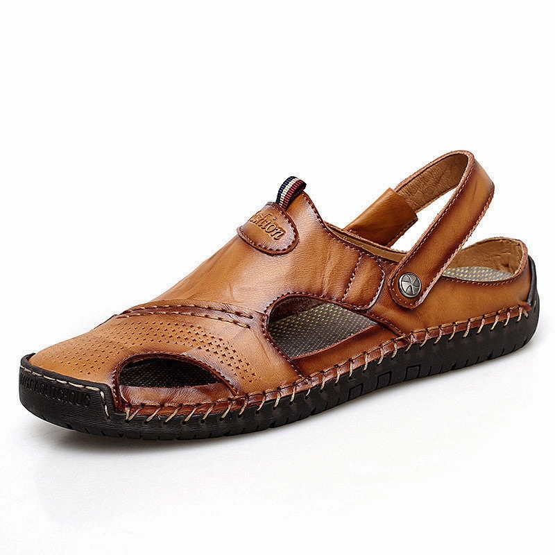 Miguel - Men Leather Sandals Summer Non-slip Breathable Slip on Mexican Sandals