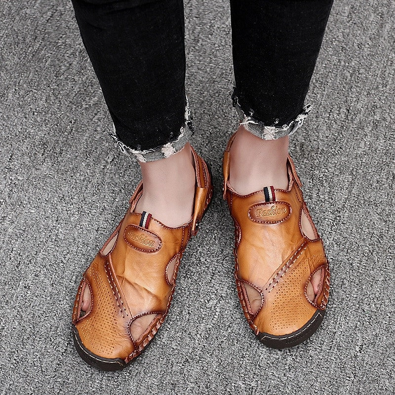 Miguel - Men Leather Sandals Summer Non-slip Breathable Slip on Sports For Women