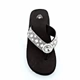 Neutral Colored Flip Flops Premium Western Rhinestone Sun Floral Concho Blingbling Flip Flops S055