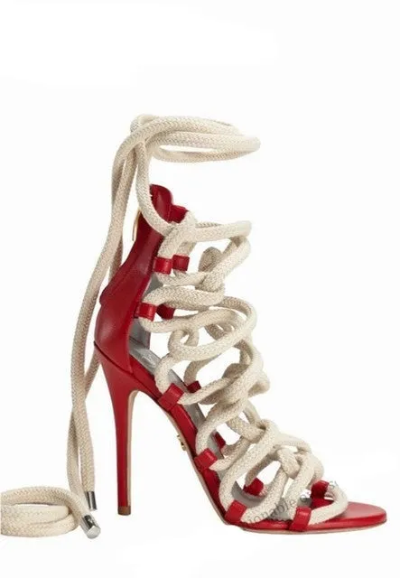 Leather Sandals Platform Monica Chiang Inspired Braided Rope Sandals