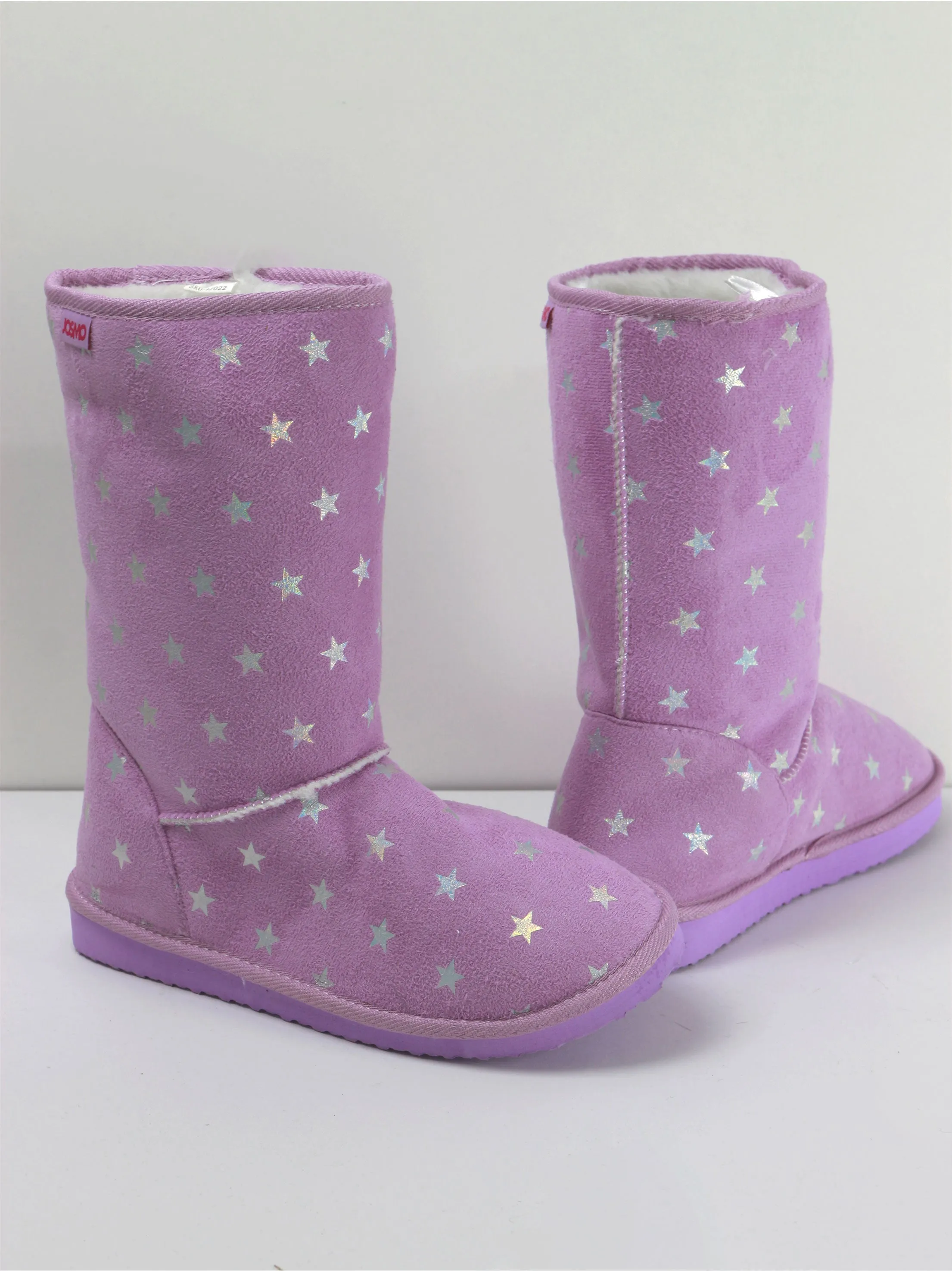 Women's Faux Shearling Mid-Calf Ankle Boot,Purple Bear Paws Slippers