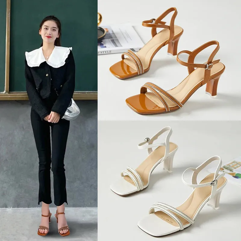 MQTIME  - ladies lace-up high thin heels shoes stiletto open-toe women heeled sandals St Vincent Sandals