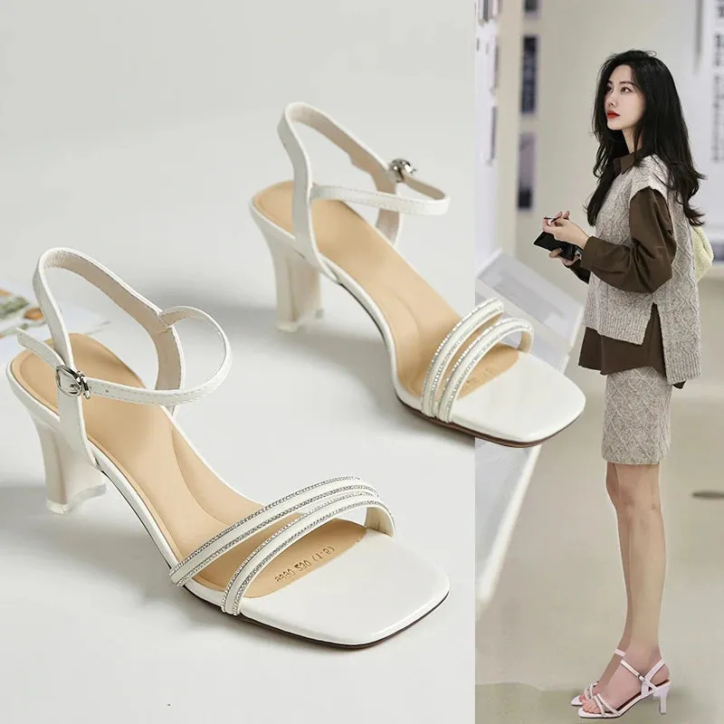 MQTIME  - ladies lace-up high thin heels shoes stiletto open-toe women heeled sandals Barbados Sandals Royal