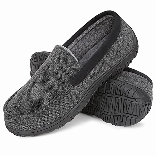 NCCB Mens Moccasin Slippers Memory Foam Microsuede Anti-skid Indoor Outdoor Casual House Slippers Hudson Bay Slippers