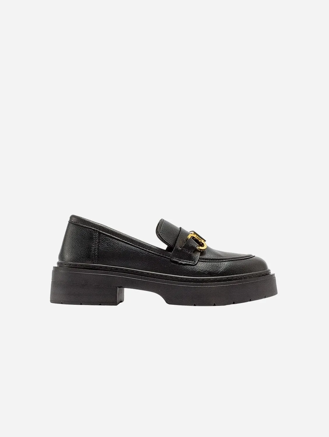 Simone Vegan Leather Bit Platform Loafers | Black Loafers With Suits