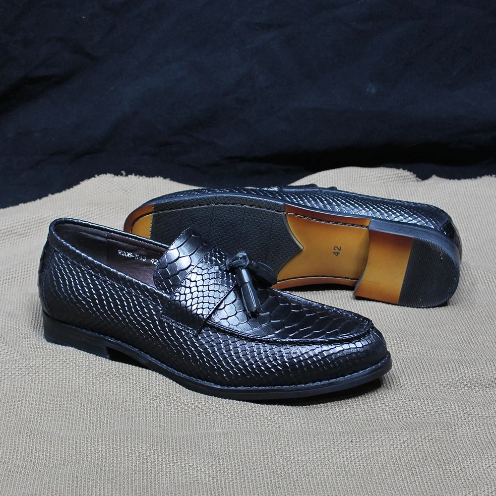 Dress Shoes Vs Loafers Alino - Alligator print tassel leather loafers for men
