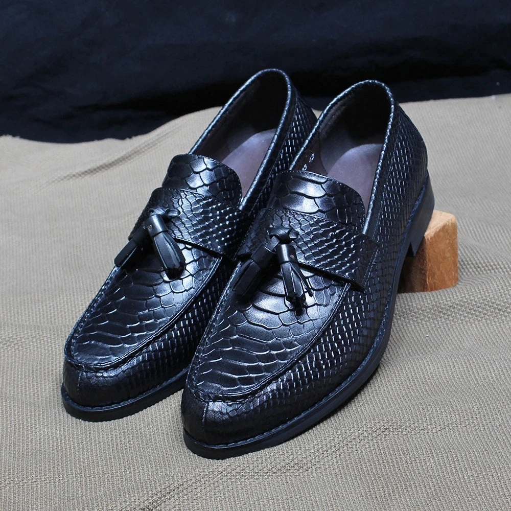 Loafers Size 14 Alino - Alligator print tassel leather loafers for men