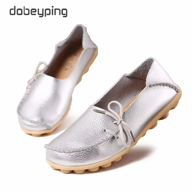 New Moccasins Women Flats  Autumn Woman Loafers Genuine Leather Coach Leah Platform Loafers
