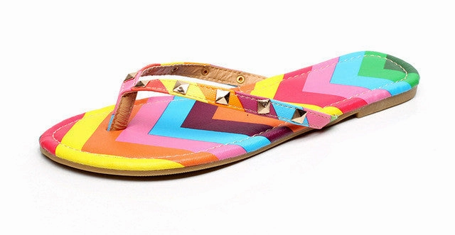 New 2017 Summer Style Rainbow Flip Flops Sexy Slippers Free shipping Vionic Wave Flip Flops