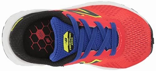 Women's New Balance 574 Sneakers New Balance Kid's Fresh Foam Arishi V2 Bungee Running Shoe, Neo Flame/Black/Lemonade, 12.5 Little Kid