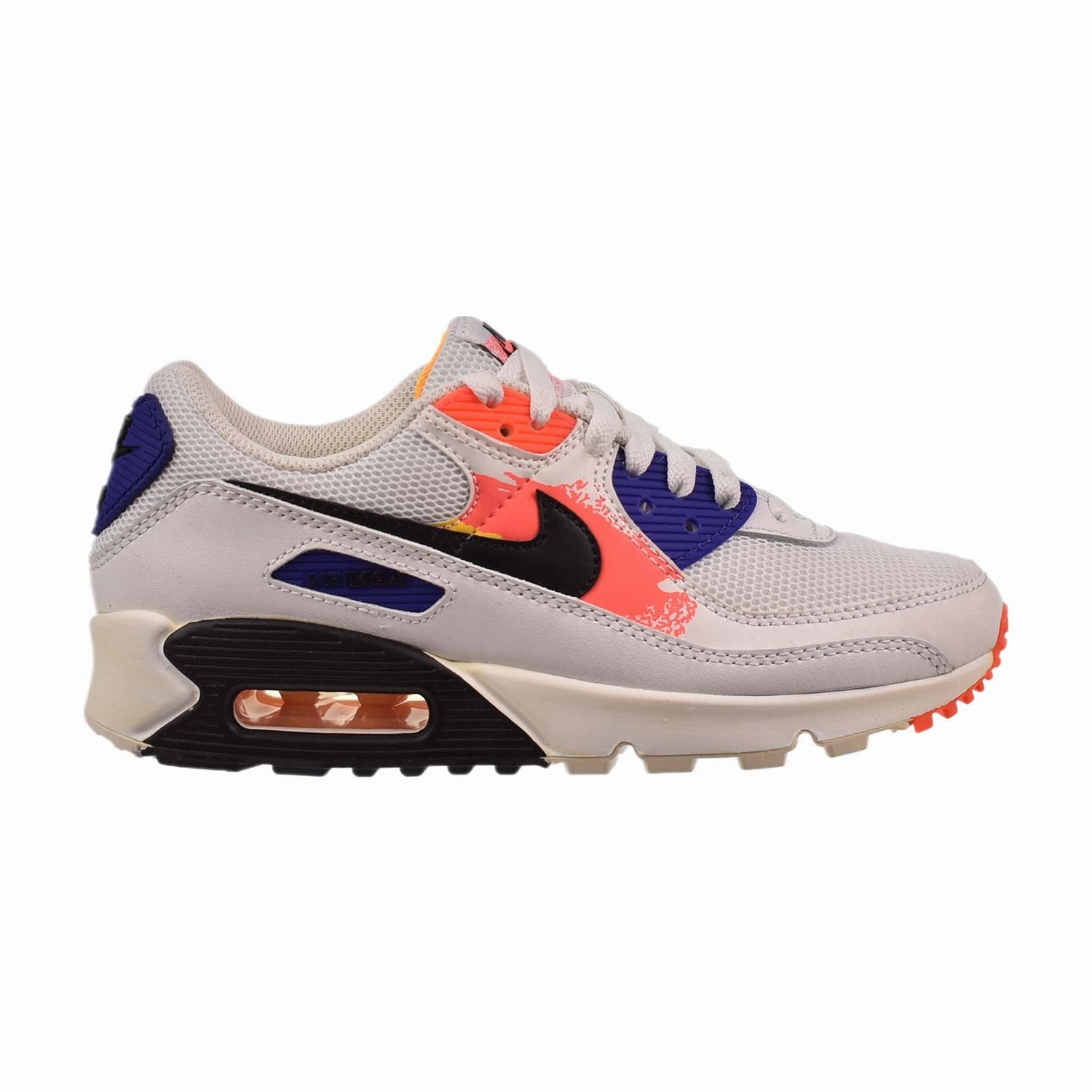 Nike Air Max 90 "Brushstroke Pack" Women's Shoes White-Black-Flash Orange Asics Versablast Running Shoes