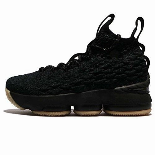Asics Trail Running Shoes Nike Kid's Lebron XV GS, Black/Black/Gum, Youth Size 5