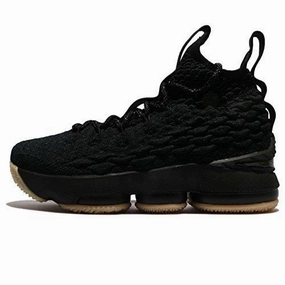 Asics Running Shoes Maximum Support Nike Kid's Lebron XV GS, Black/Black/Gum, Youth Size 5