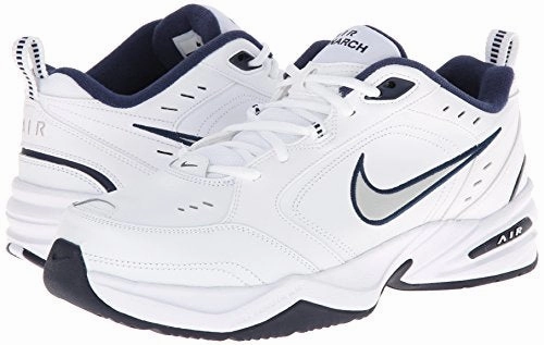 Best Asics Shoes For Pickleball Nike Men's NIKE AIR MONARCH IV (4E) RUNNING SHOES -10;   White / Metallic Silver-Midnight Navy