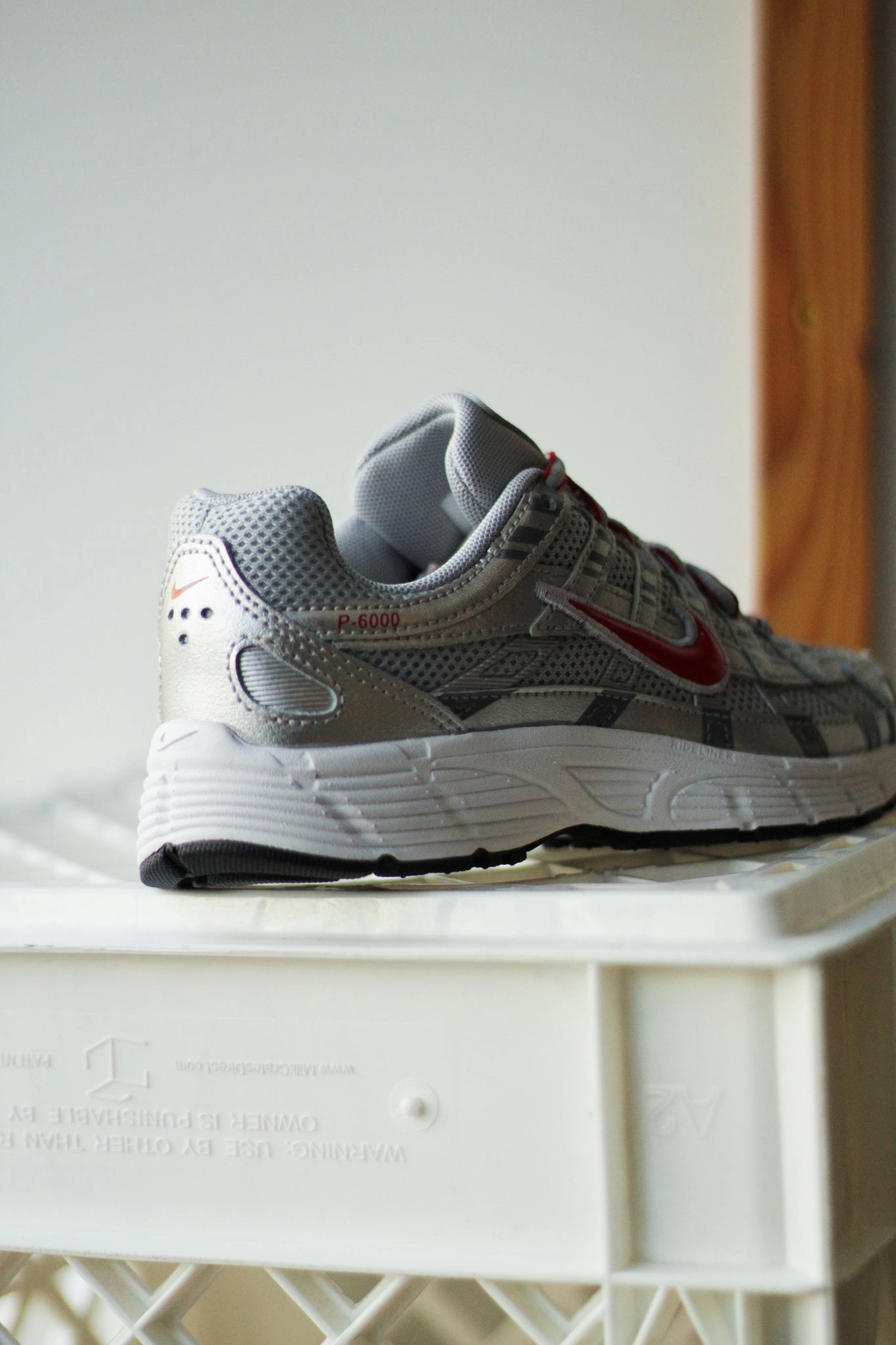 NIKE P-6000 (GS) "METALLIC SILVER/GYM RED-FLT SILVER" Asics All Weather Running Shoes