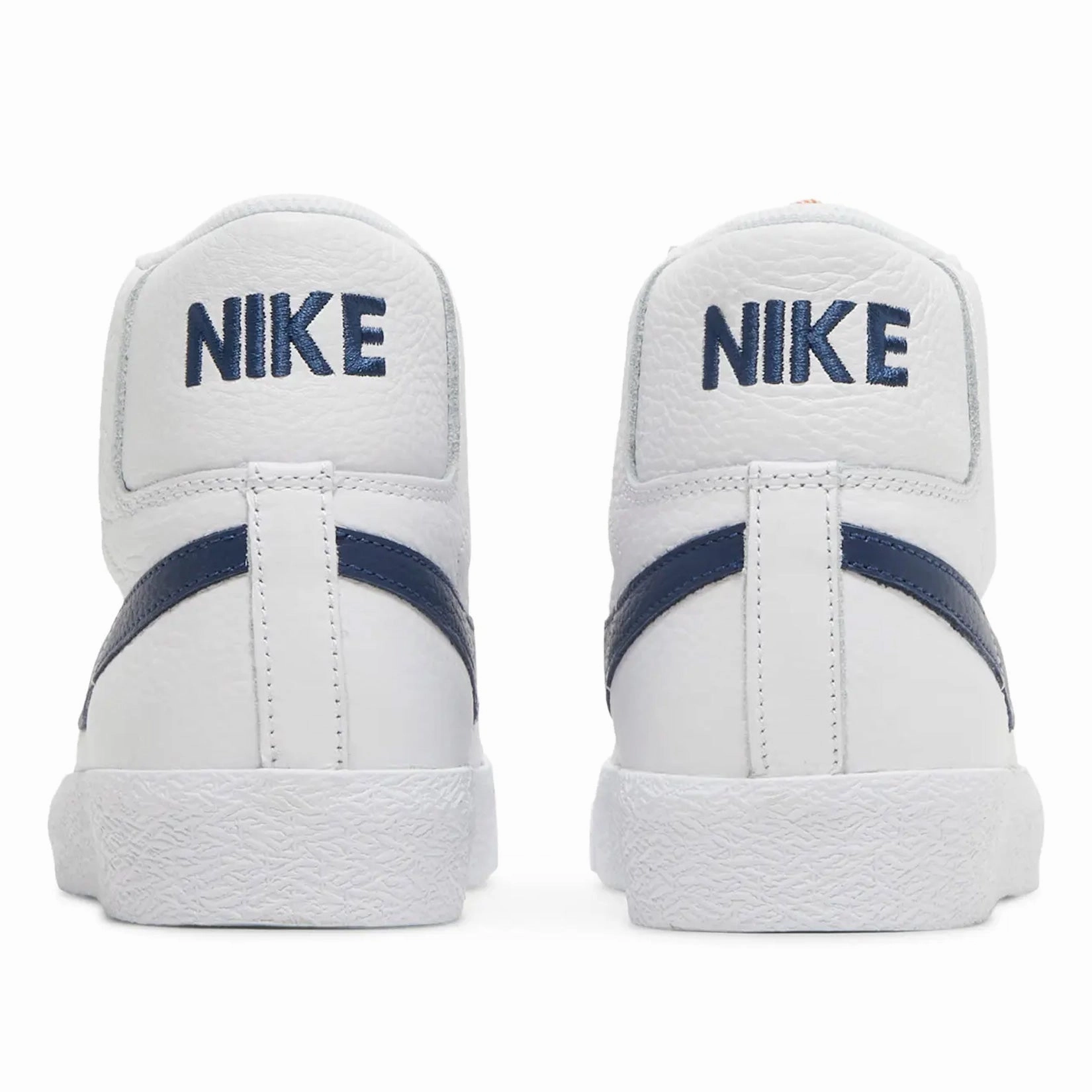 Nike SB Blazer Mid ISO Shoes - White/Navy-White-Safety Orange Asics Netburner Ballistic Flytefoam Mid Top Volleyball Shoes