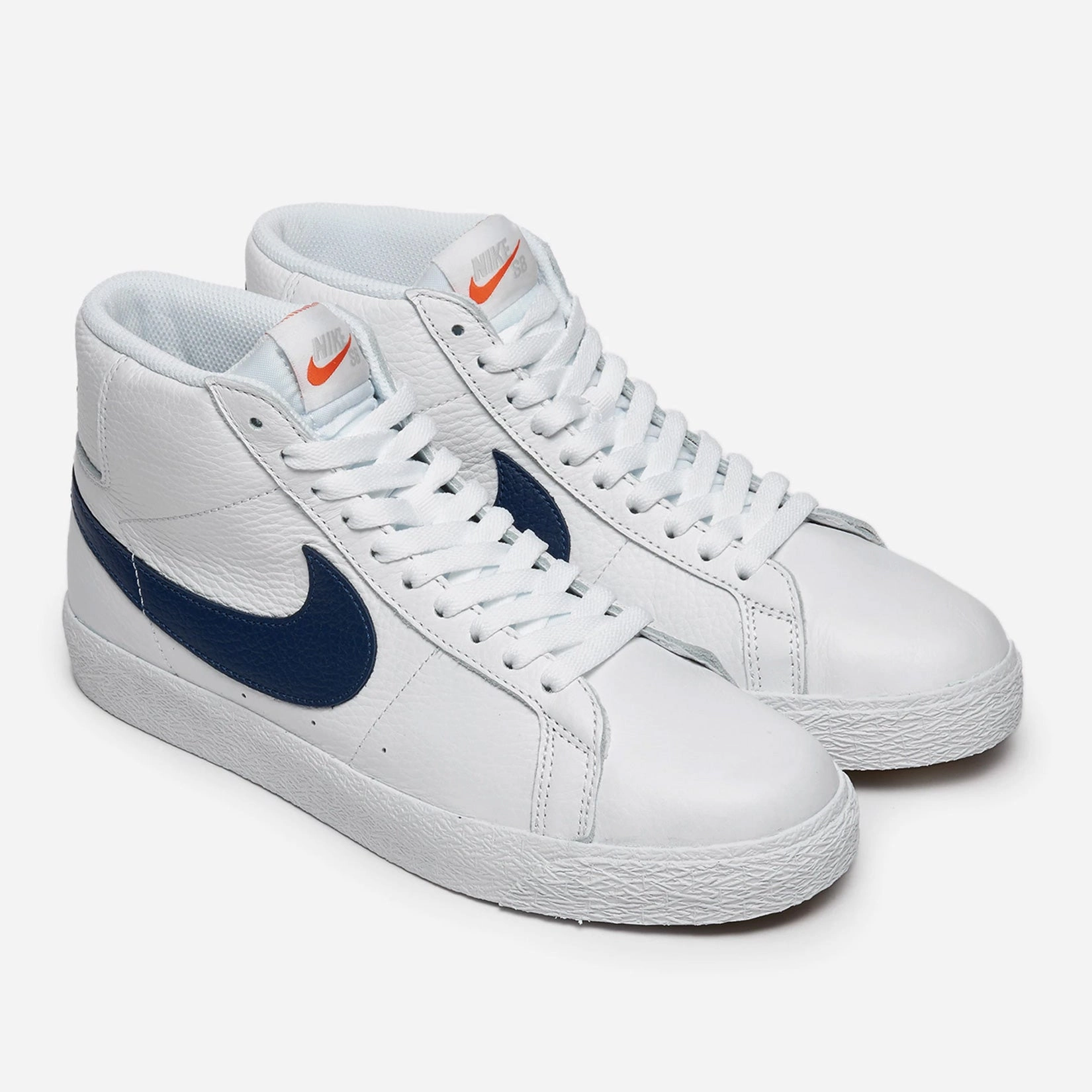Asics Tennis Shoe Nike SB Blazer Mid ISO Shoes - White/Navy-White-Safety Orange