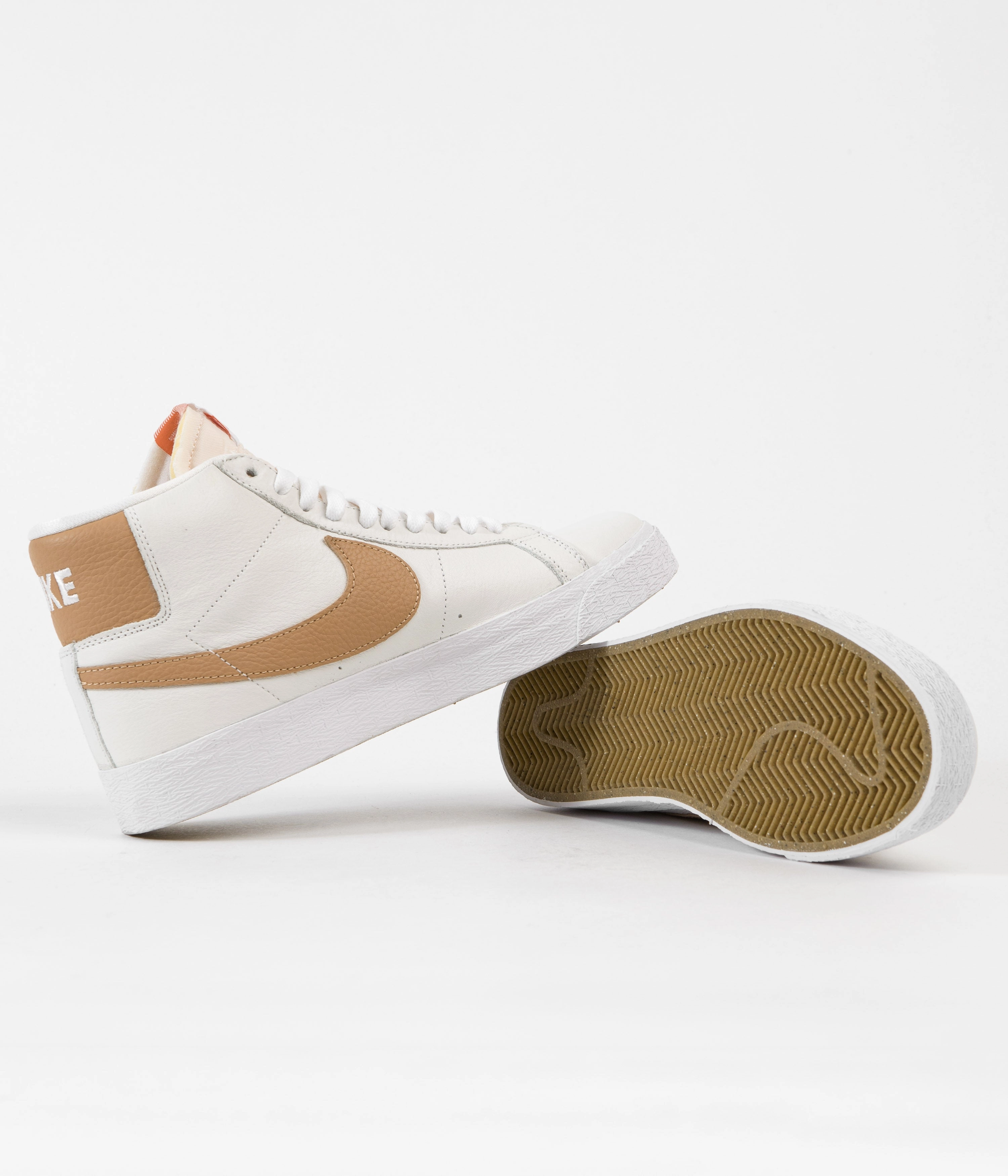 Nike SB Blazer Mid Orange Label Shoes - White / Light Cognac - White - White Asics Gel-rocket 10 Volleyball Shoes