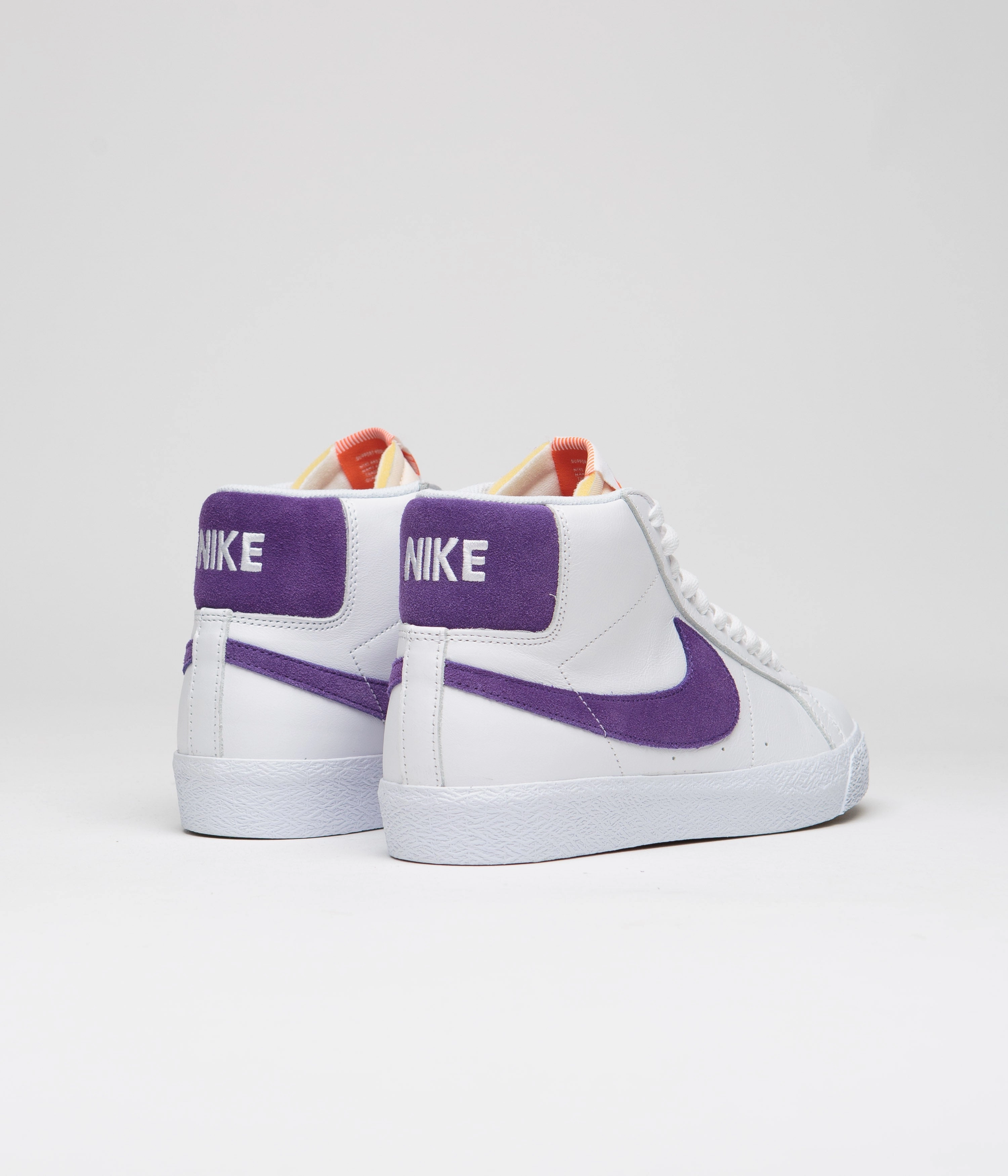 Nike SB Blazer Mid Shoes - White / Court Purple - White - Gum Light Brown Asics Dance Shoes