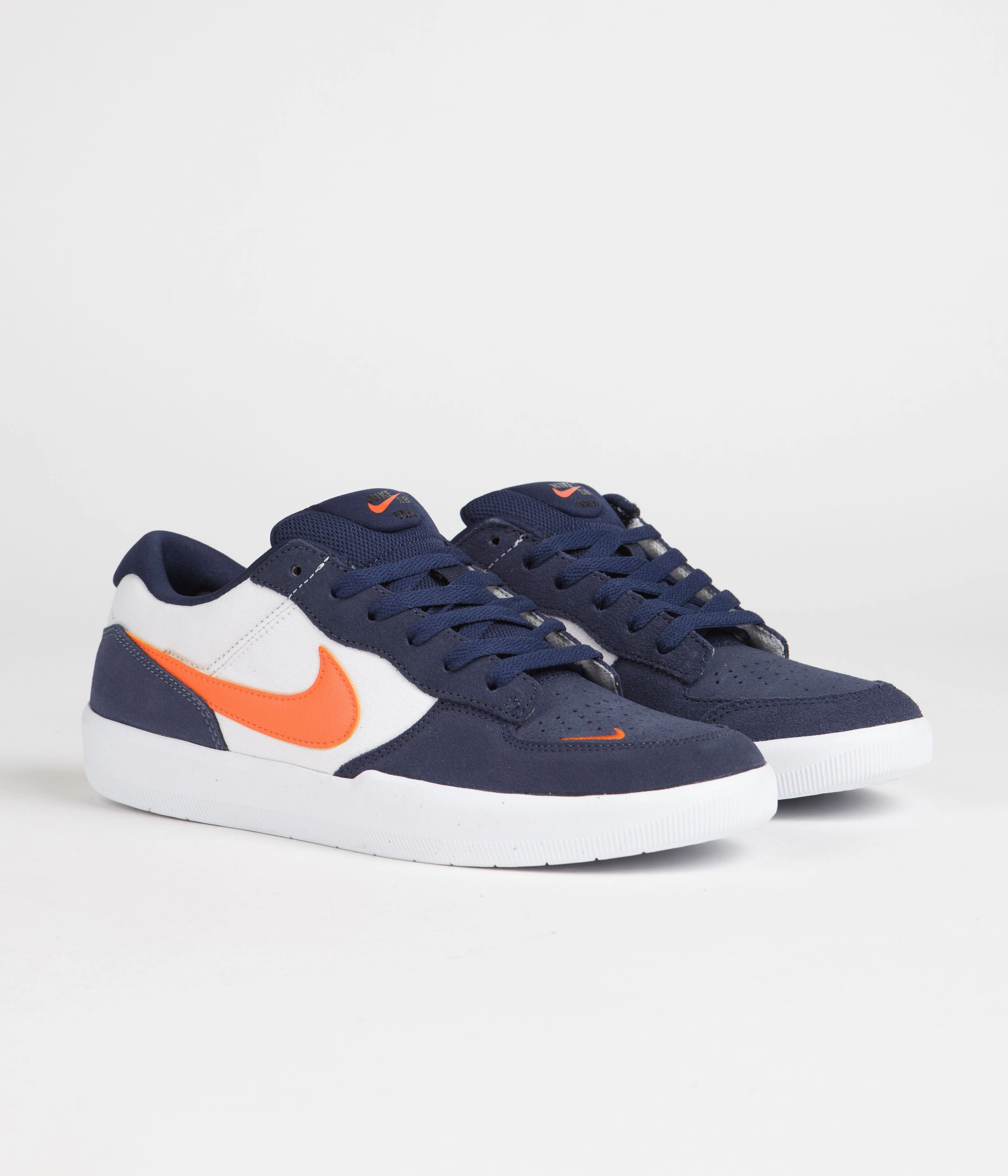 Nike SB Force 58 Shoes - Midnight Navy / Safety Orange - White Asics Pronation Control Shoes