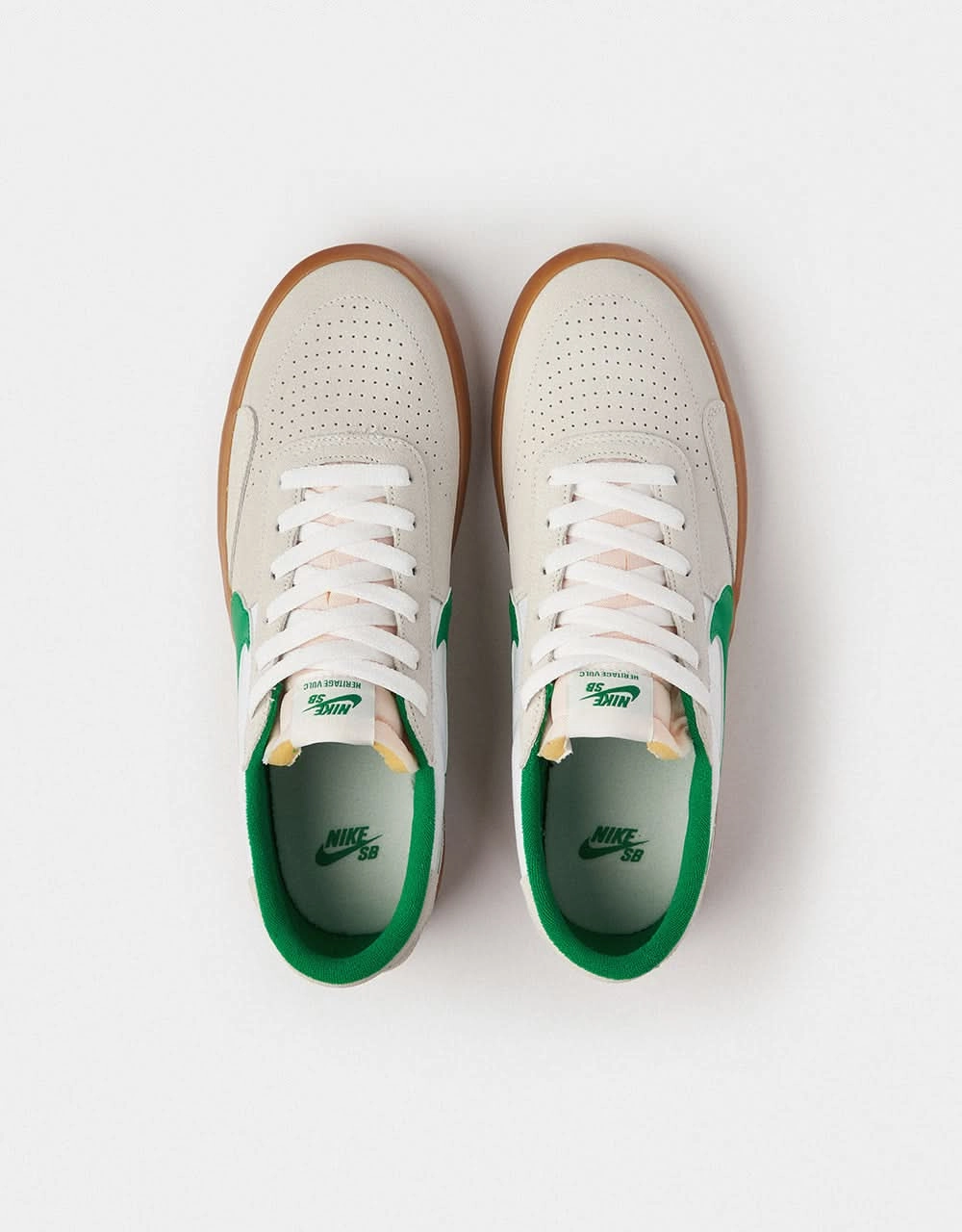 Nike SB Heritage Vulc Skate Shoes - Summit White/Lucky Green-White Shoes Like Asics Novablast