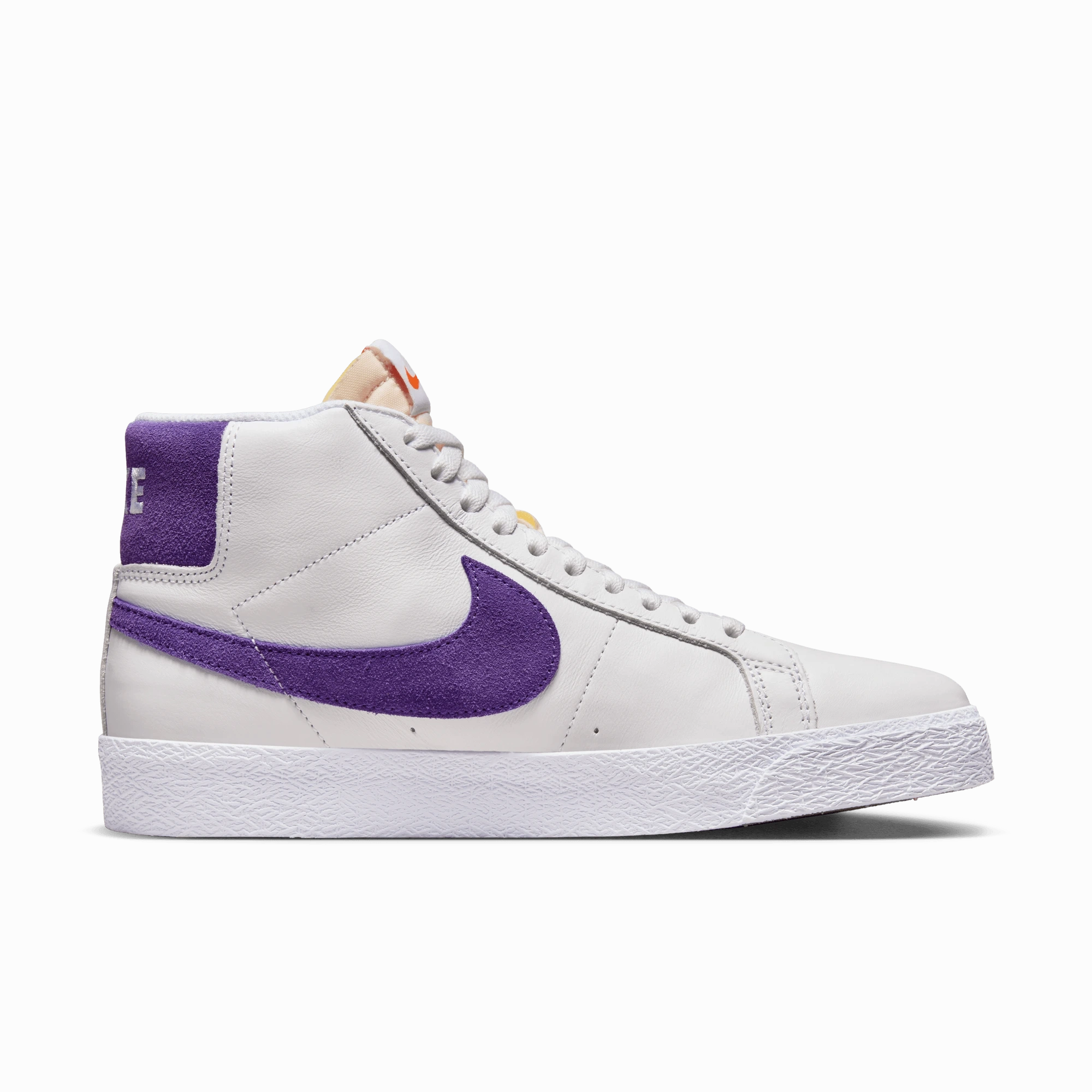 Nike SB Orange Label Zoom Blazer Mid Shoes -  White / Court Purple - Gum Light Brown Asics All Wrestling Shoes