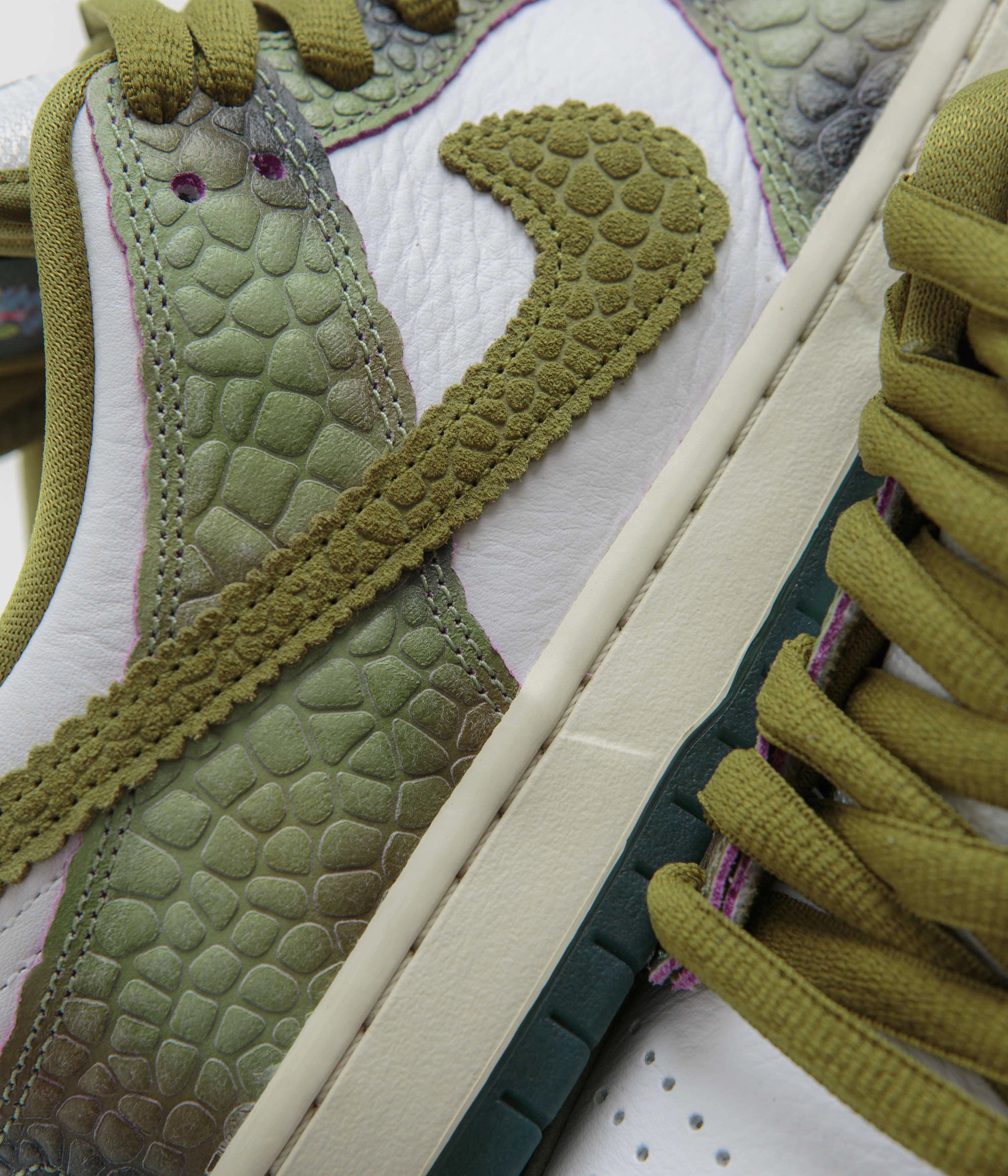 Nike SB x Alexis Sablone Dunk Low Pro 'Chameleon' Shoes - Oil Green / Desert Moss - White Asics Shoe Sizing
