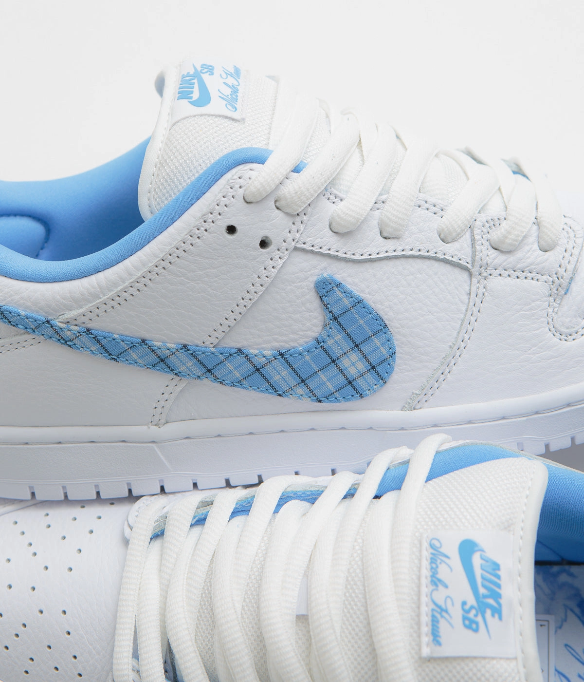 Nike SB x Nicole Hause Dunk Low Shoes - White / University Blue / White / Midnight Navy / Pure Platinum Asics Japan Golf Shoes