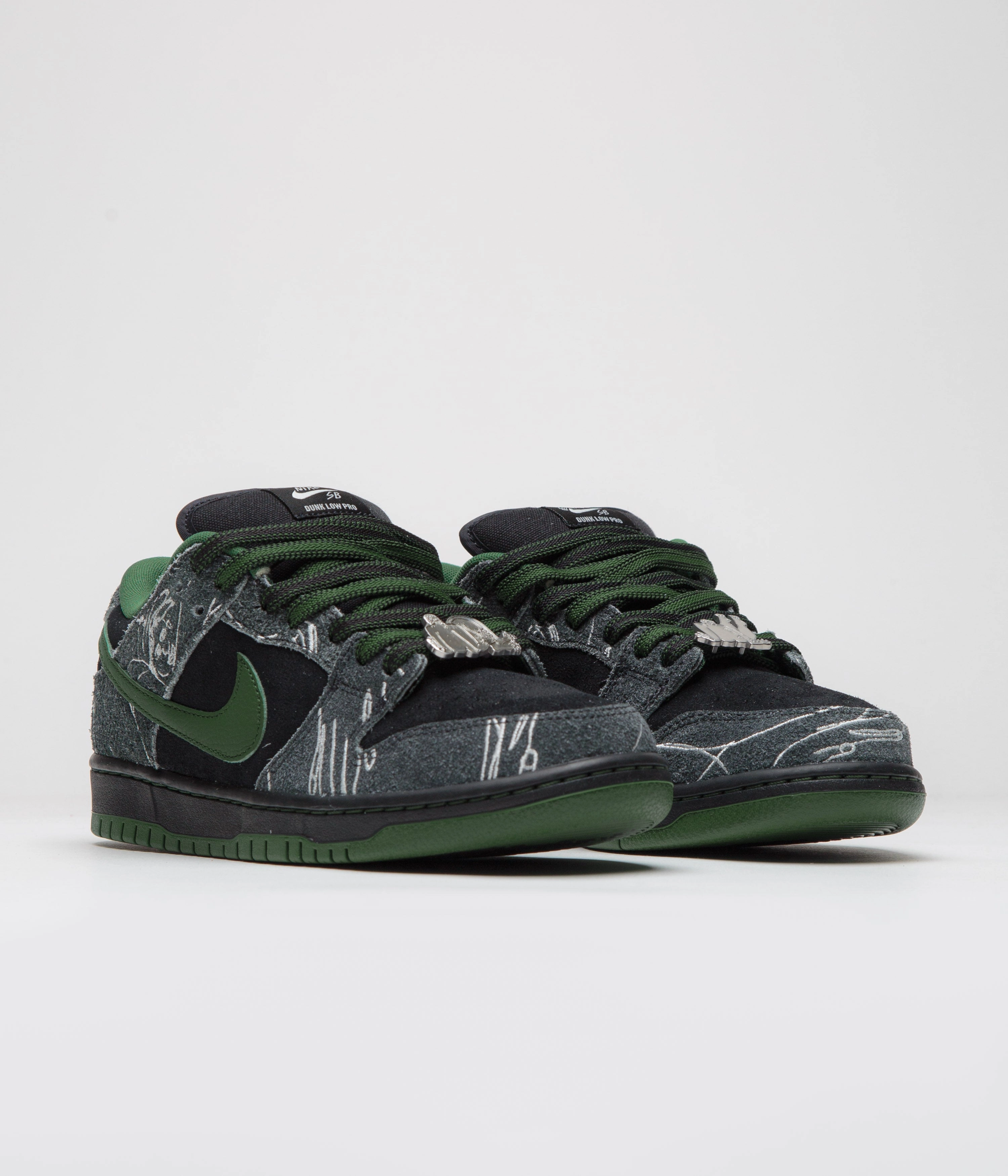 Nike SB x There Skateboards Dunk Low Shoes - Black / Gorge Green - Summit White Asics Shoe Size Chart Width