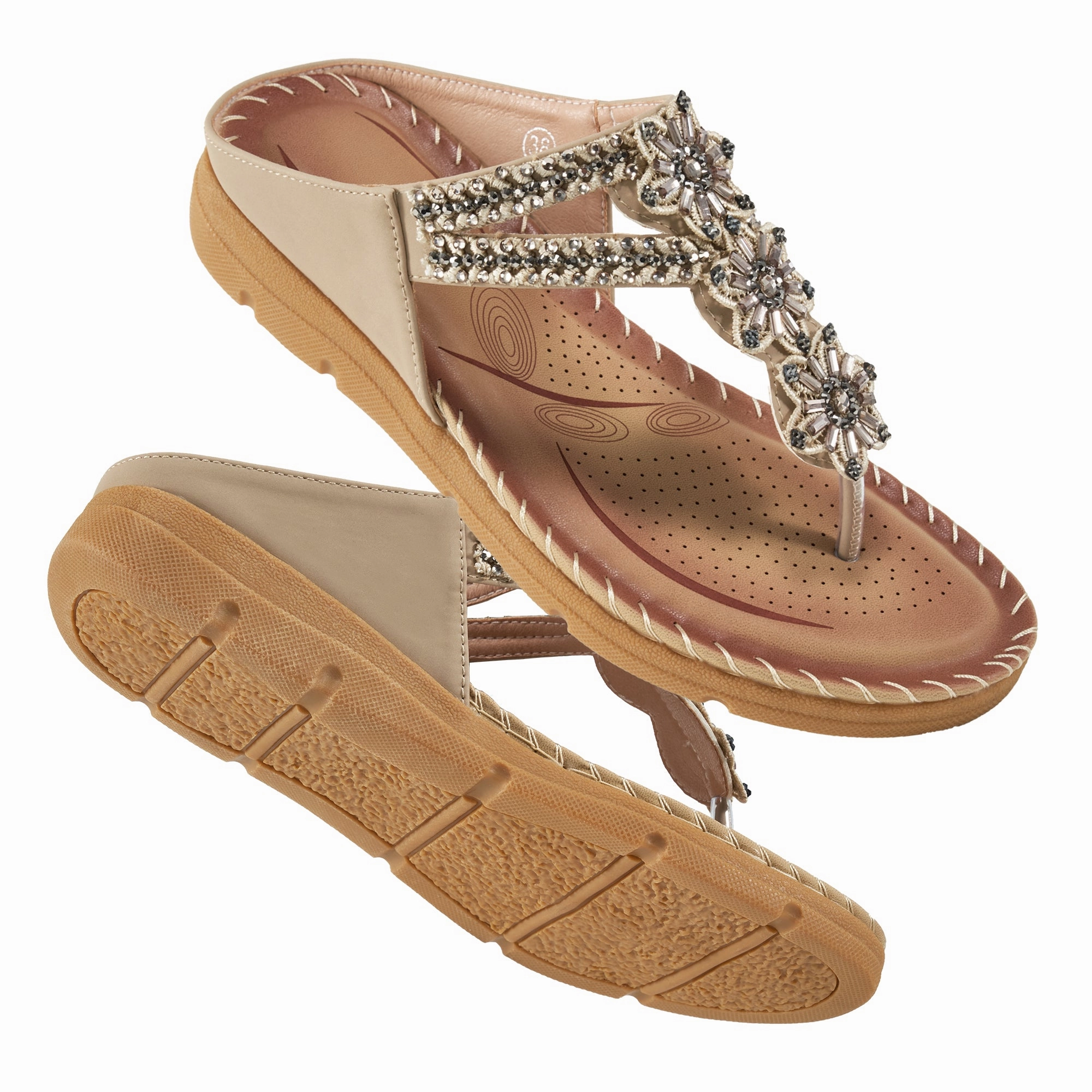 Flip Flops That Don't Dry Out Your Feet No.3Women's Flip Flops Comfortable Flats Sandals for Women Gladiator Bohemian Beaded Summer Shoes Outdoor Beach Clip Toe Sandal