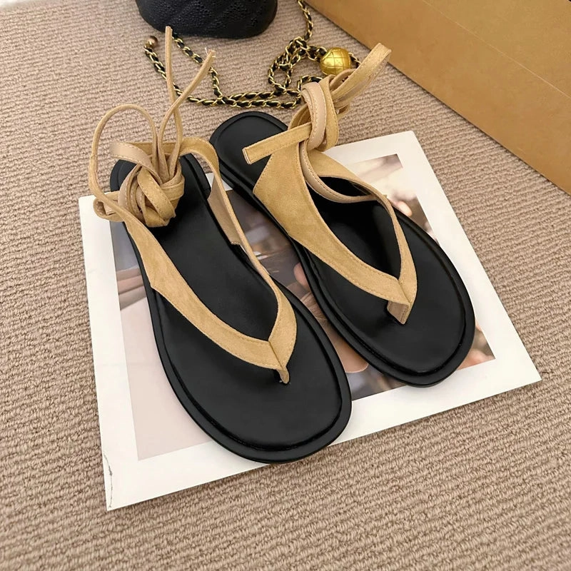 binfenxie  -  Black Flat Flip Flops Women Sandals Casual Cross Strappy Beach Shoes Summer Outdoor Flats Sandals Brown Sandales Femmes 2024 Supportive Flip Flops For Flat Feet