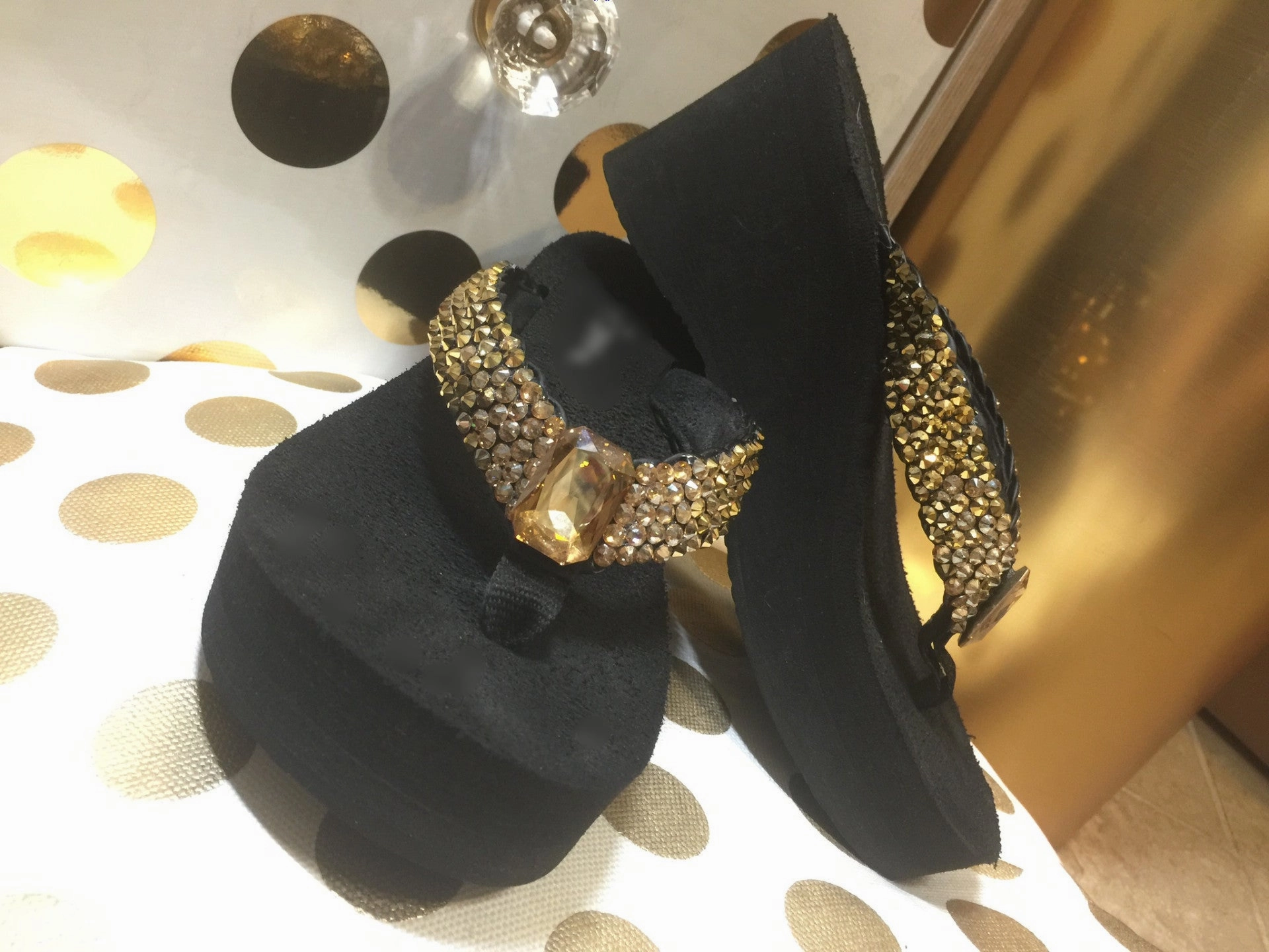 Cute Feet Flip Flops Golden Goddess Ombre' Swarovski Crystal Rockstar Flip-flops Sandals by Sparkle Steps