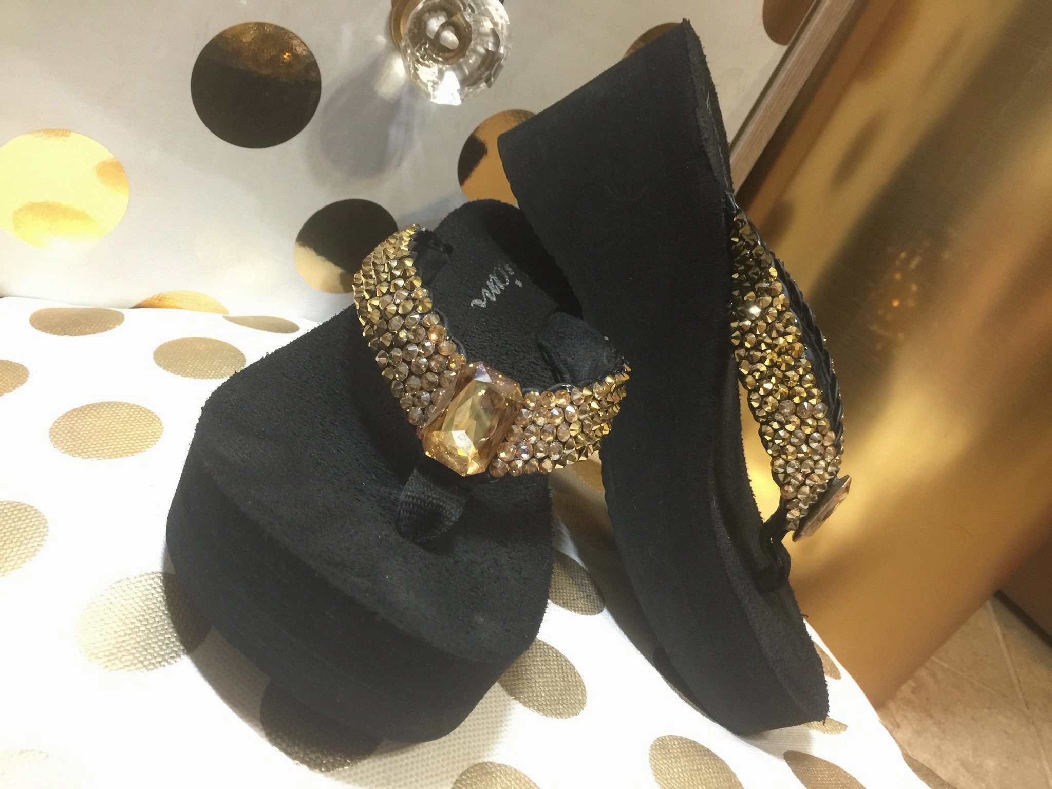 Light Up Flip Flops Golden Goddess Ombre' Swarovski Crystal Rockstar Flip-flops Sandals by Sparkle Steps