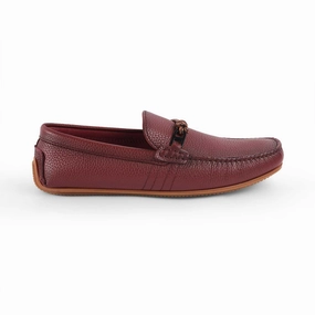 Tresmode Bristo Wine Men's Leather Driving Loafers Ballet Flat Loafers