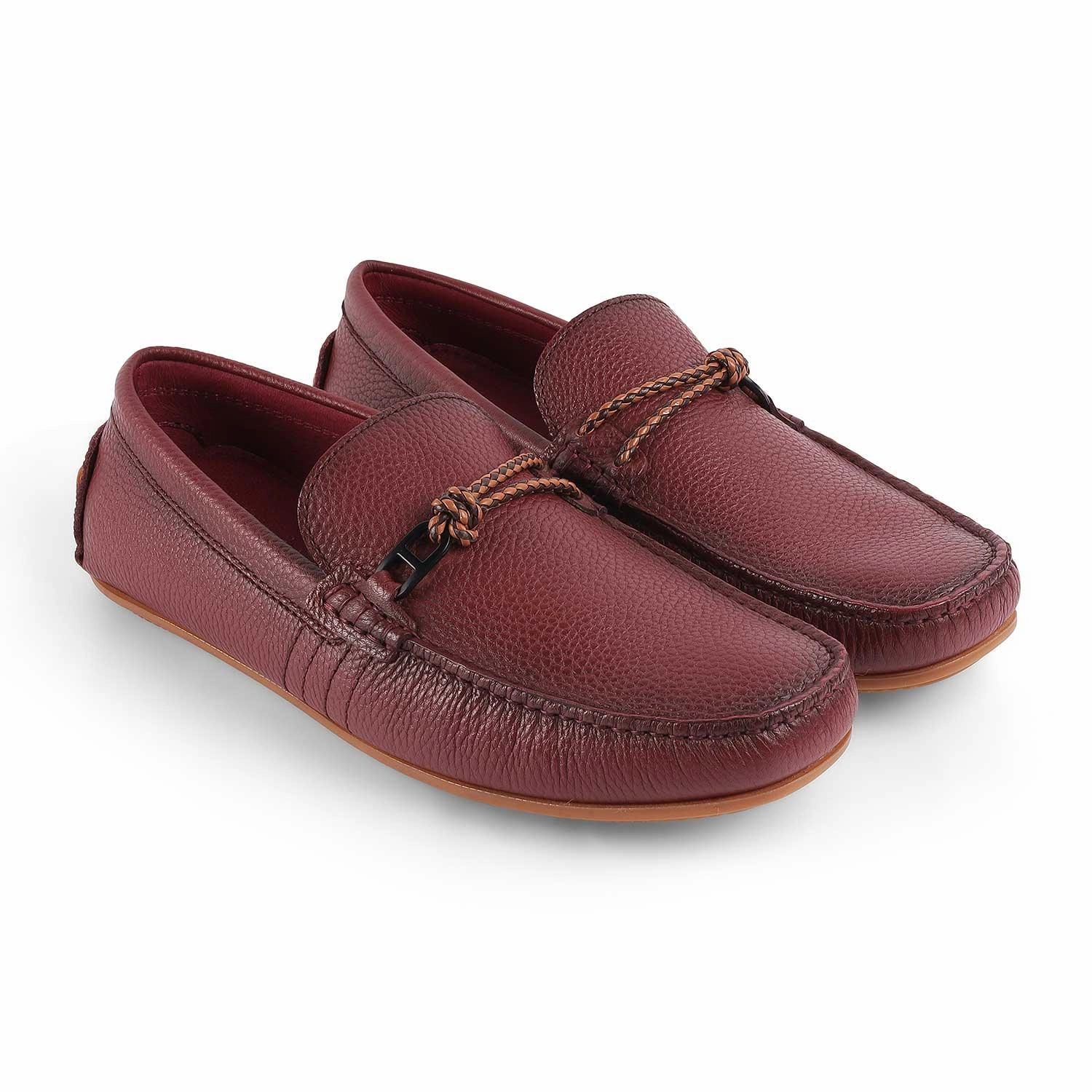Tresmode Bristo Wine Men's Leather Driving Loafers Loafers Gucci
