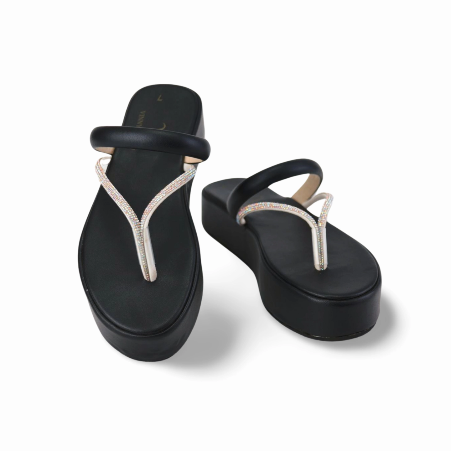 Flip Flops for Women - Rhinestone Strap Wedge Flip Flops Sandals  - Summer Shoes Smiley Face Flip Flops