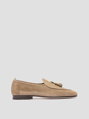OLIVER 003 - Taupe Suede Tassel Loafers Penny Loafers Cheap