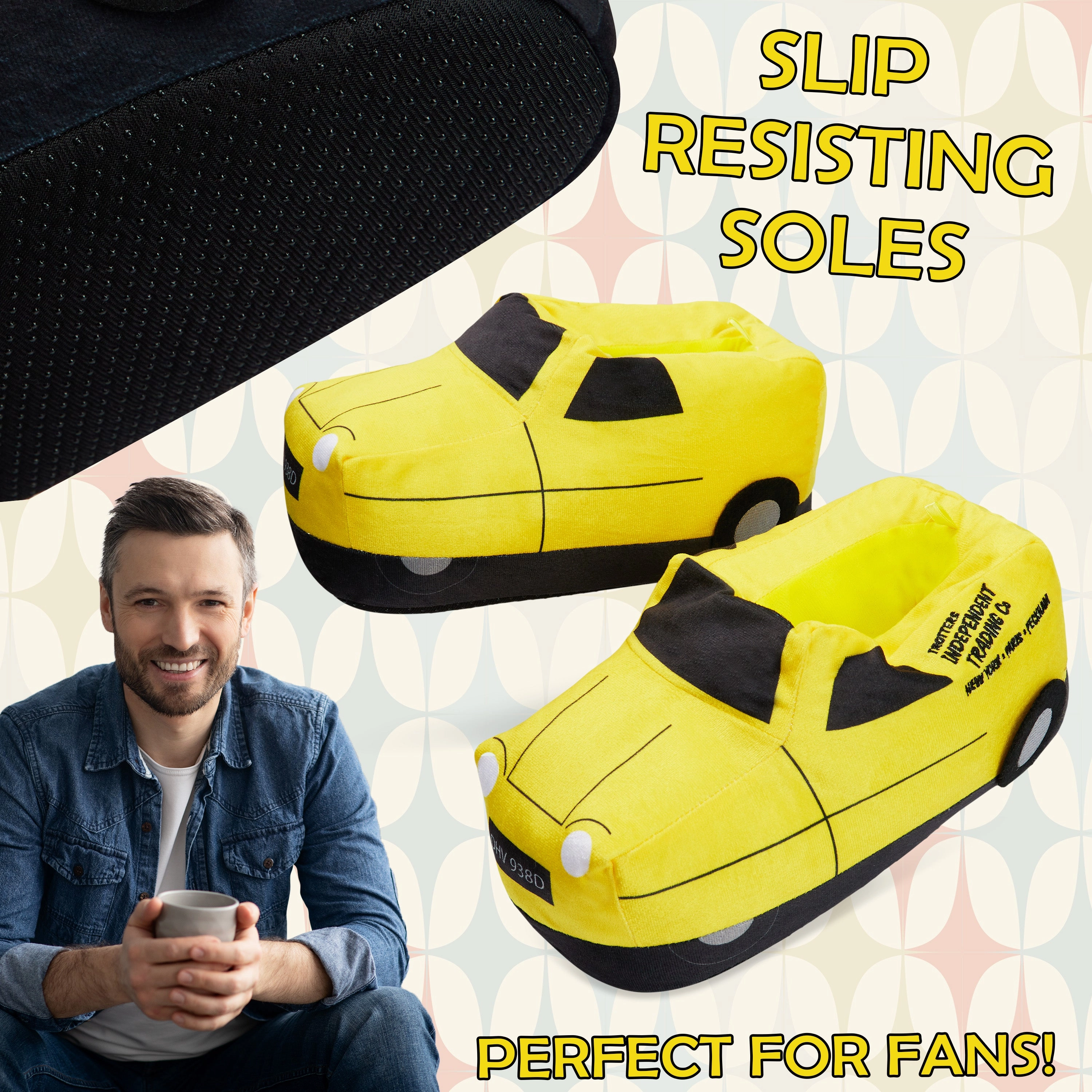 Fluffy Slider Slippers Only Fools and Horses 3D Mens Slippers, Cosy Indoor House Shoes - Funny Gifts for Men