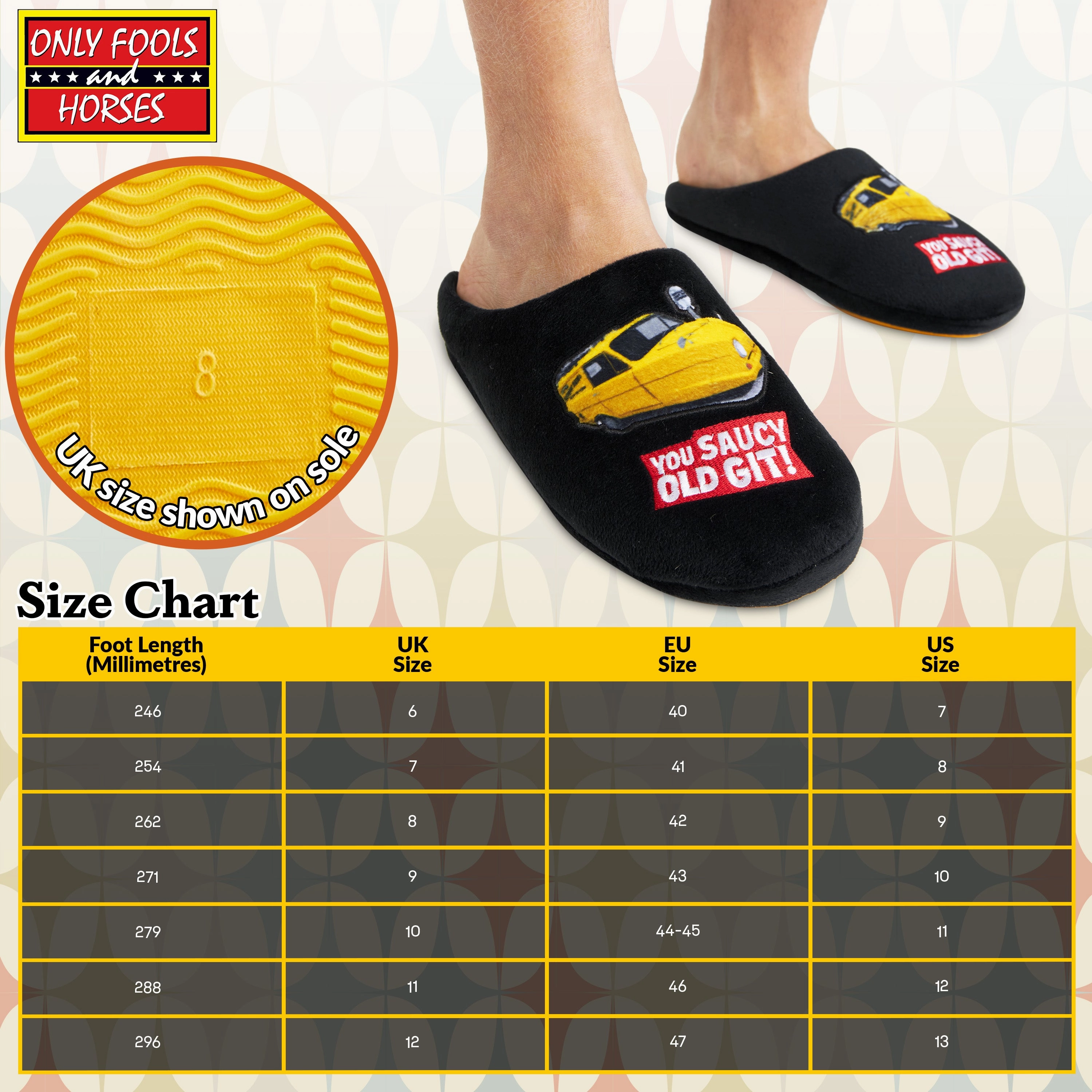 Wicked Slippers Only Fools and Horses Mens Mule Slippers, Non Slip House Shoes - Mens Gifts