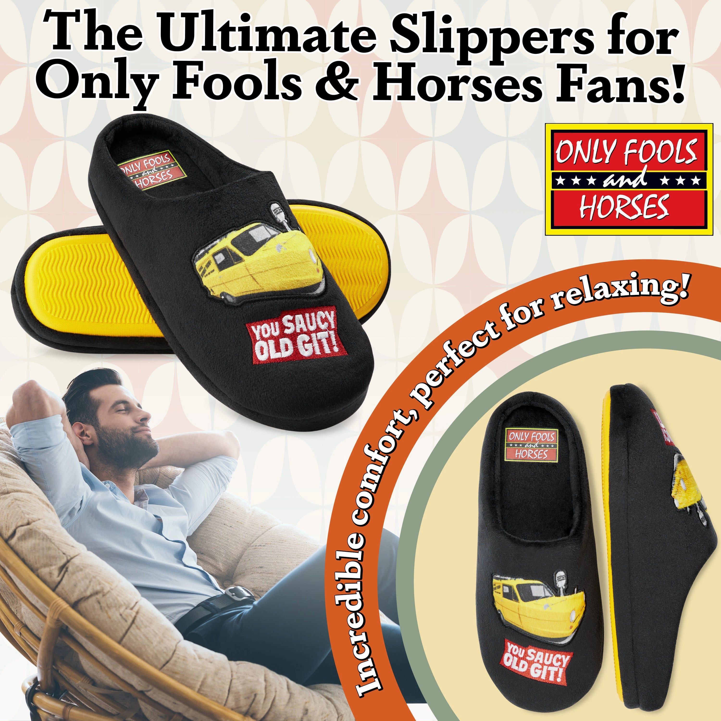 Toddlers Slippers Only Fools and Horses Mens Mule Slippers, Non Slip House Shoes - Mens Gifts