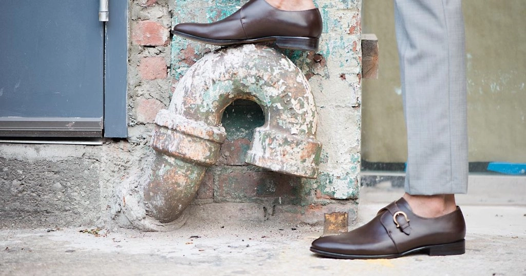 Casual Shoes In Style 2024 PAIR OF KINGS QUADS BROWN LEATHER MONK STRAP SLIP ON DRESS MENS FORMAL SHOES