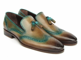Cunky Loafers Paul Parkman Men's Tassel Loafers Olive & Green Patina (ID#WL667-OLV)