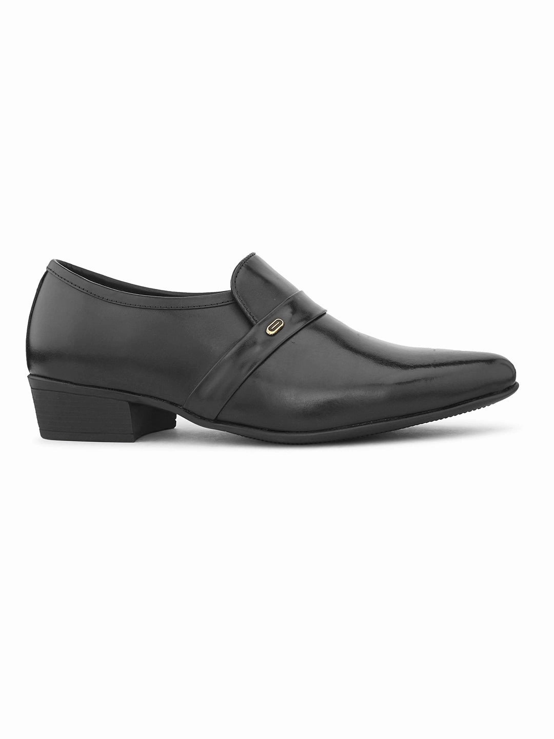 Pelle Albero Black Leather Slip on Cuban Heel Formal Shoes For Men Great Sandals Summer