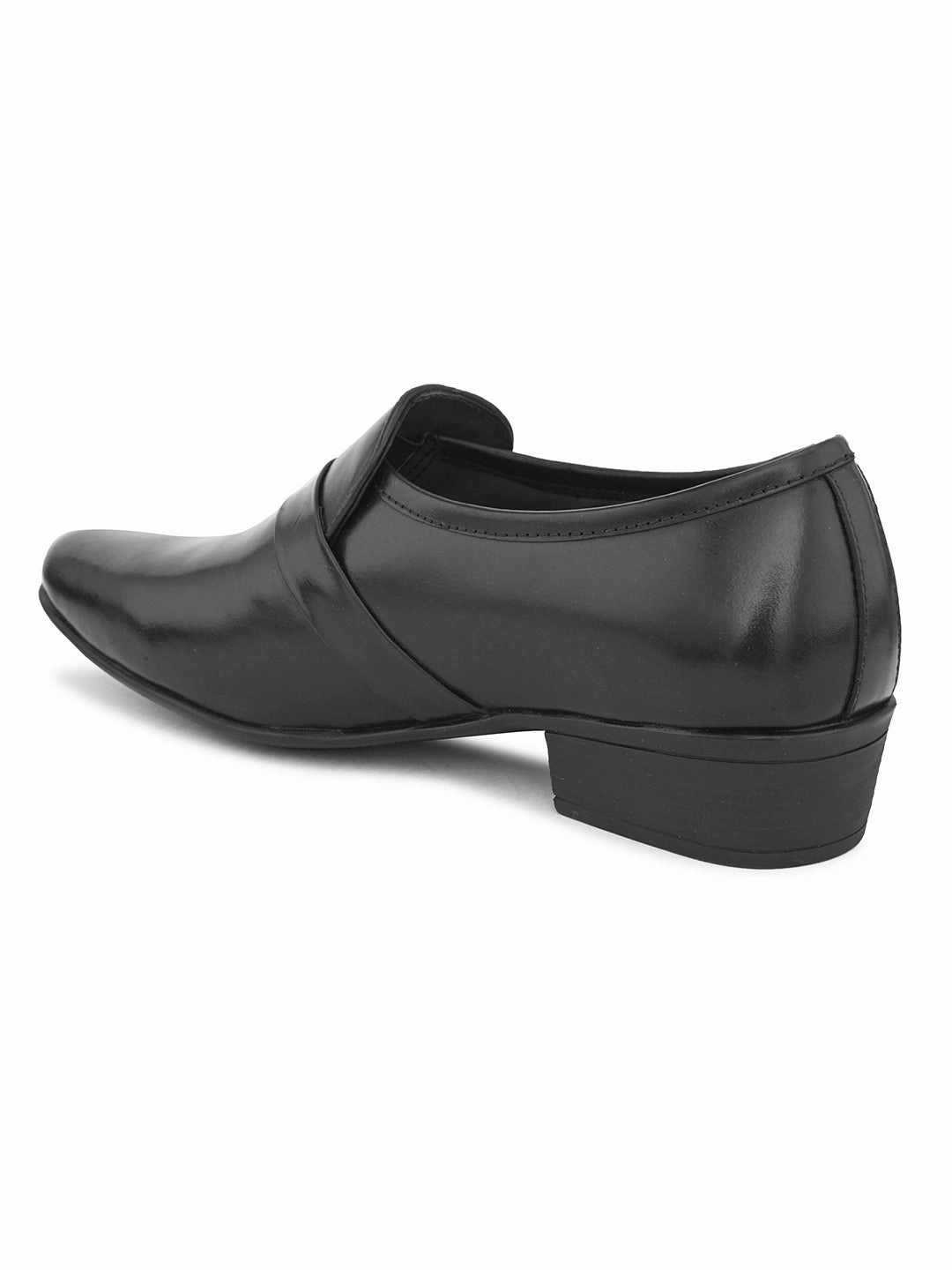 Pelle Albero Black Leather Slip on Cuban Heel Formal Shoes For Men Sandals Butler Service