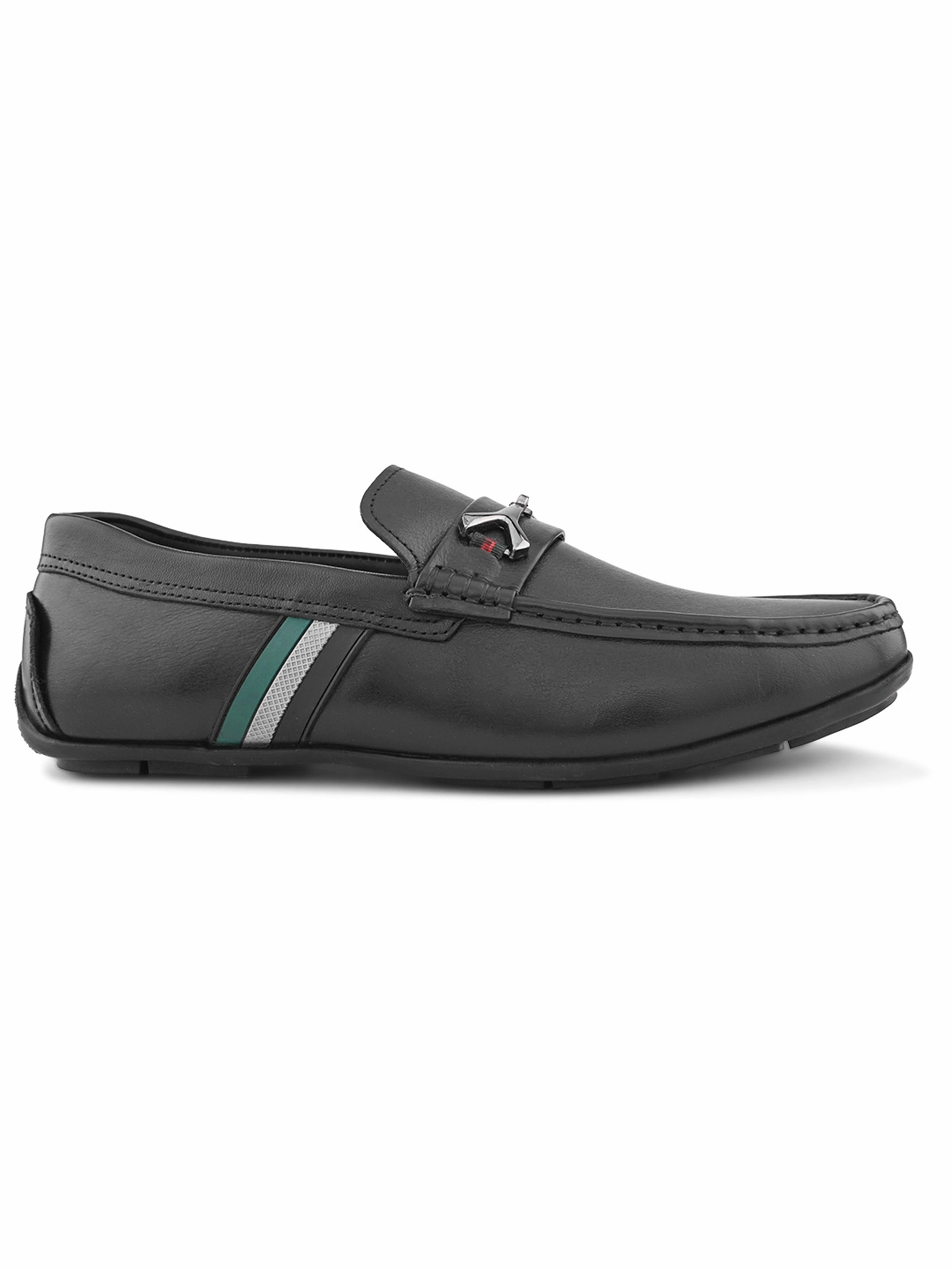 Track Flat Shoes Pelle Albero Male's Black Leather Casual Loafers
