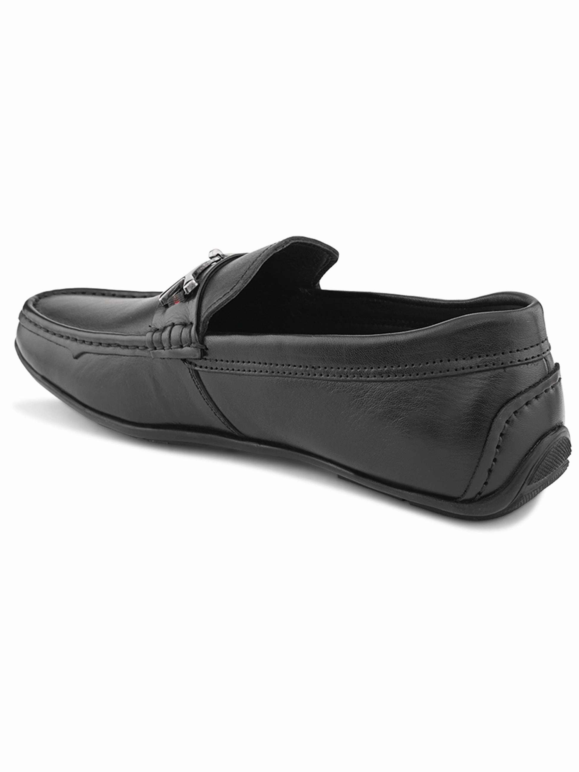 Pelle Albero Male's Black Leather Casual Loafers Shoes Flats Casual