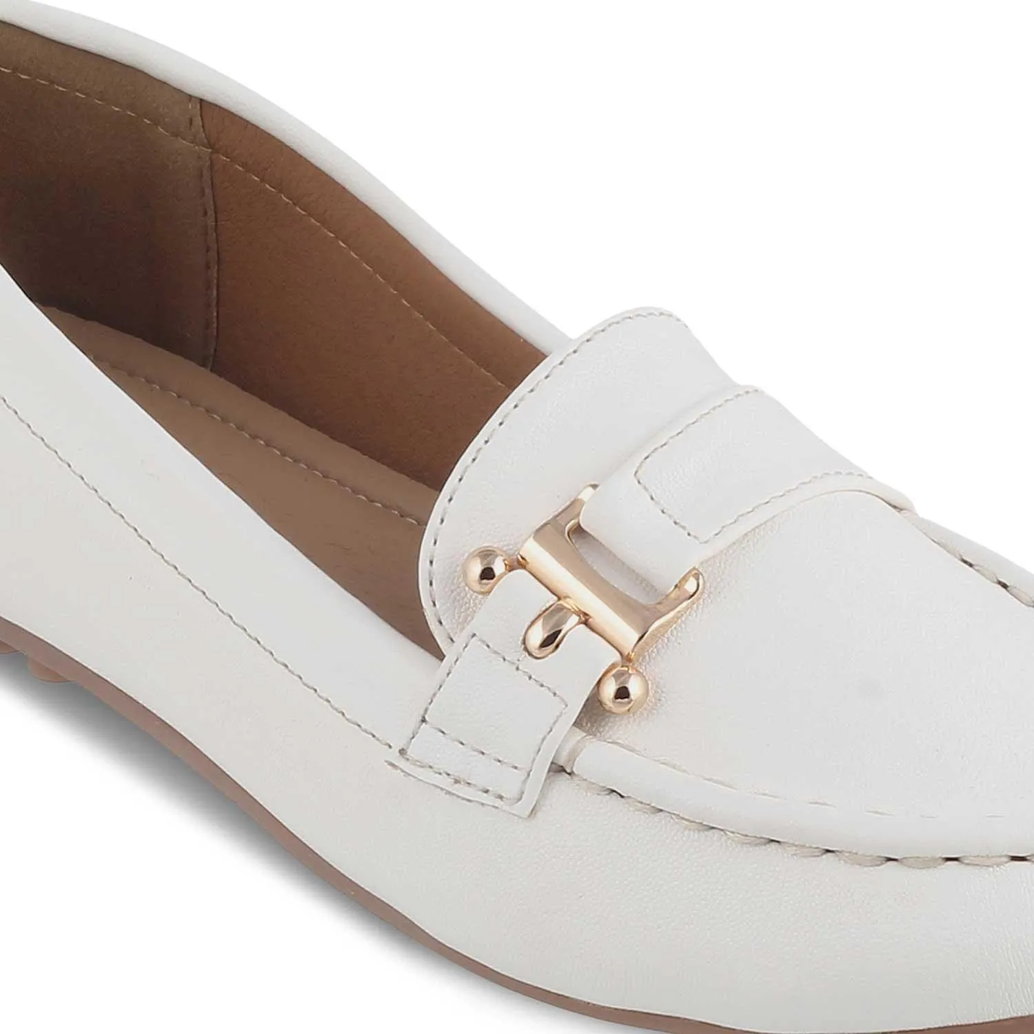 The Lativa White Women's Dress Loafers Tresmode Loafers Loro Piana