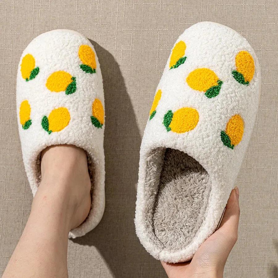 Falcon Ridge Slippers Cute Fruit Women Slippers Winter Indoor Warm Soft Sole Breathable Comfort Anti-slip Bedroom Causal Flat Cotton Shoes